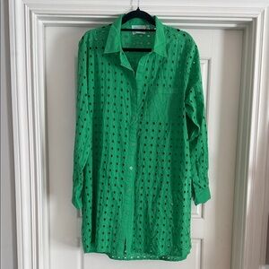 Green Eyelet Swim Coverup